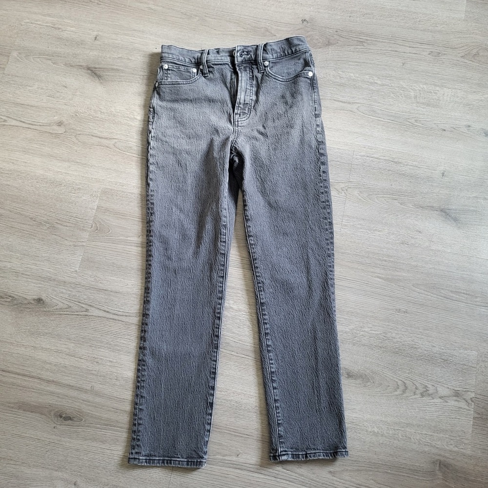 Madewell The Perfect Vintage Jean Slim Straight Jeans Grunge Charcoal Gray 26